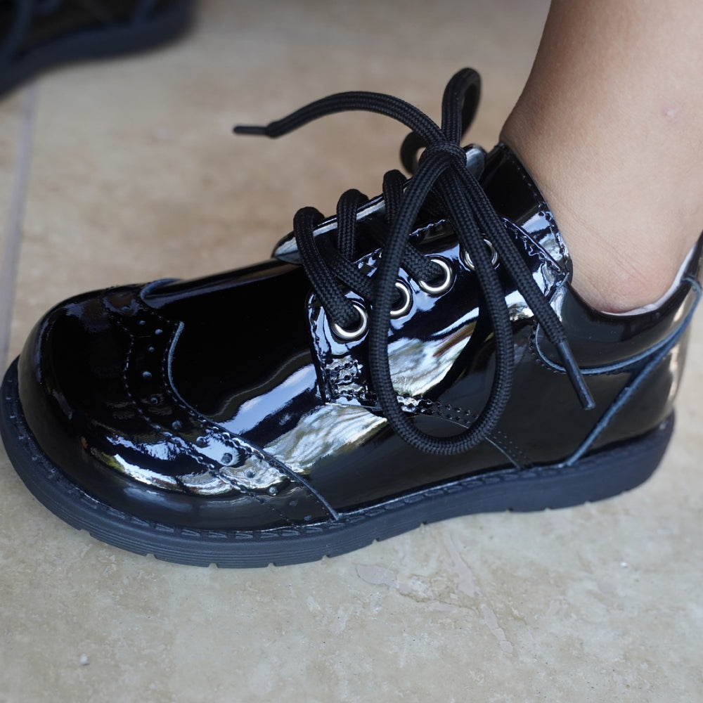 Ainslie Patent Black Saddle Dress Shoe