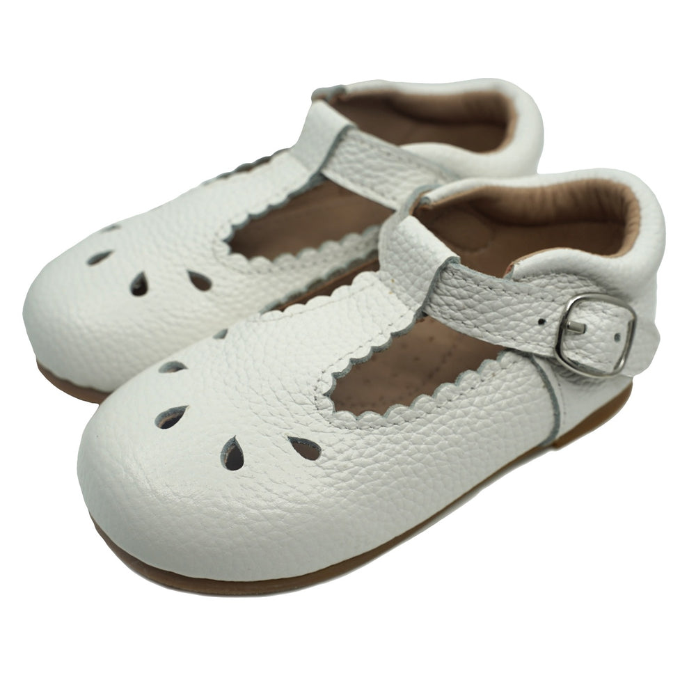 Callista Leather T-Strap Shoe White