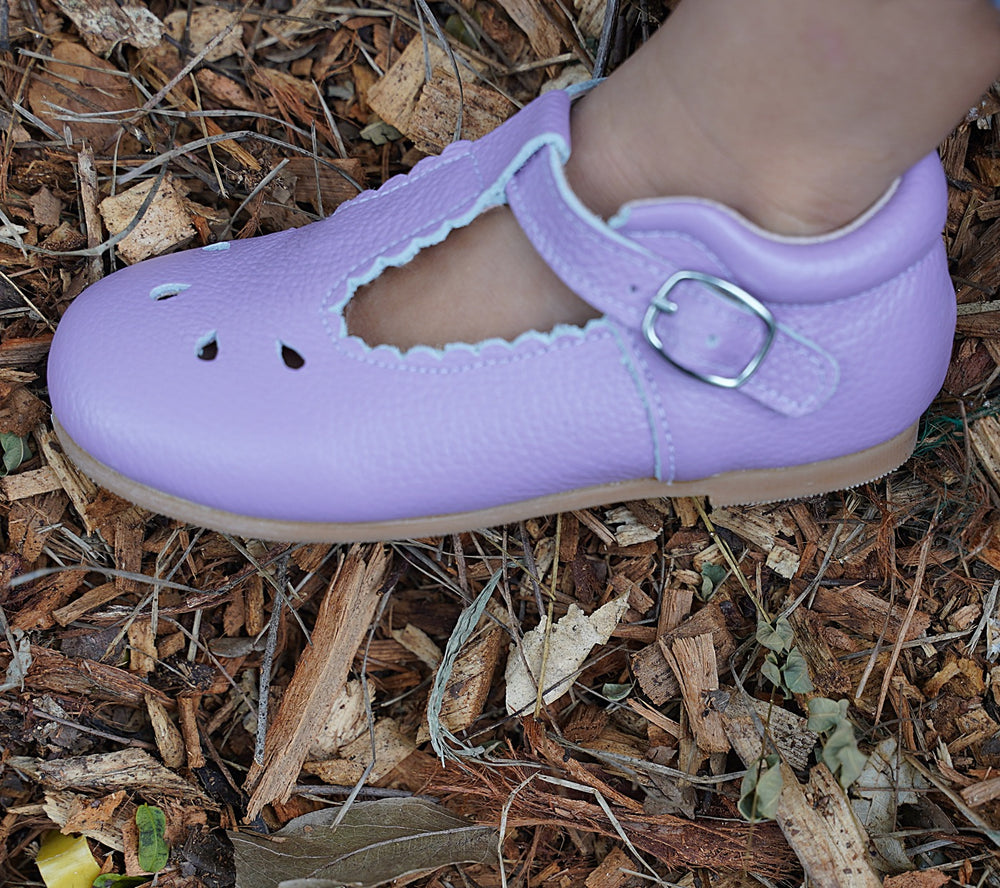 Callista Leather T-Strap Shoe Light Purple