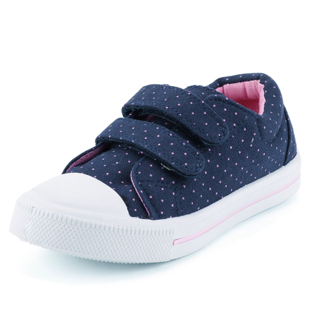 Charlie Canvas Loafer in Blue Polka Dots