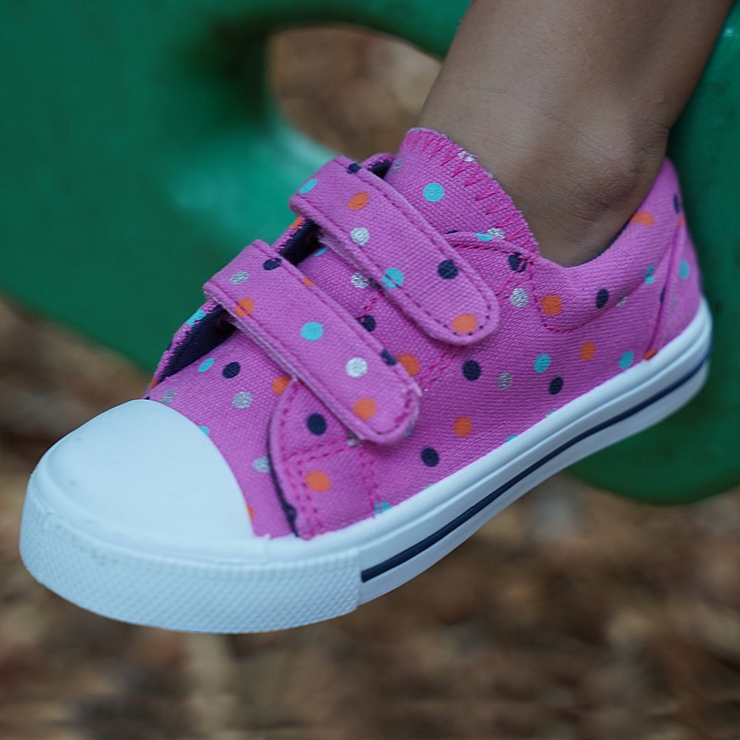 Charlie Canvas Loafer in Pink Polka Dots