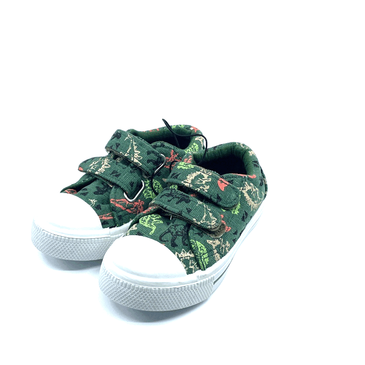 Charlie Canvas Loafer in Green Dinosaur Print