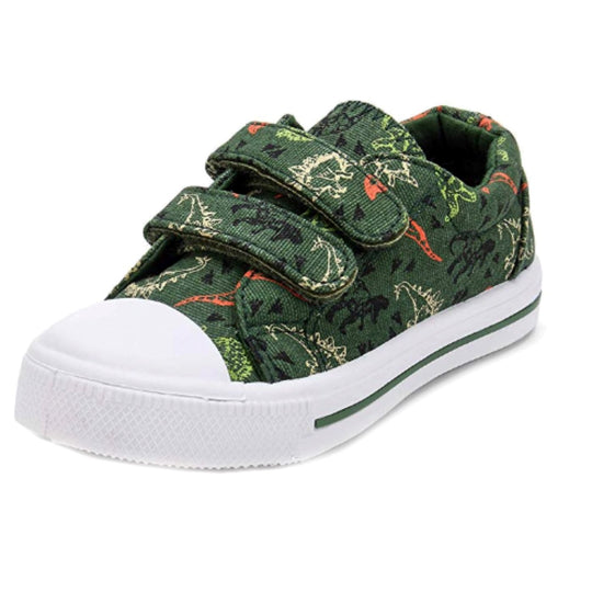Charlie Canvas Loafer in Green Dinosaur Print