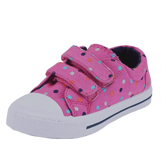 Charlie Canvas Loafer in Pink Polka Dots