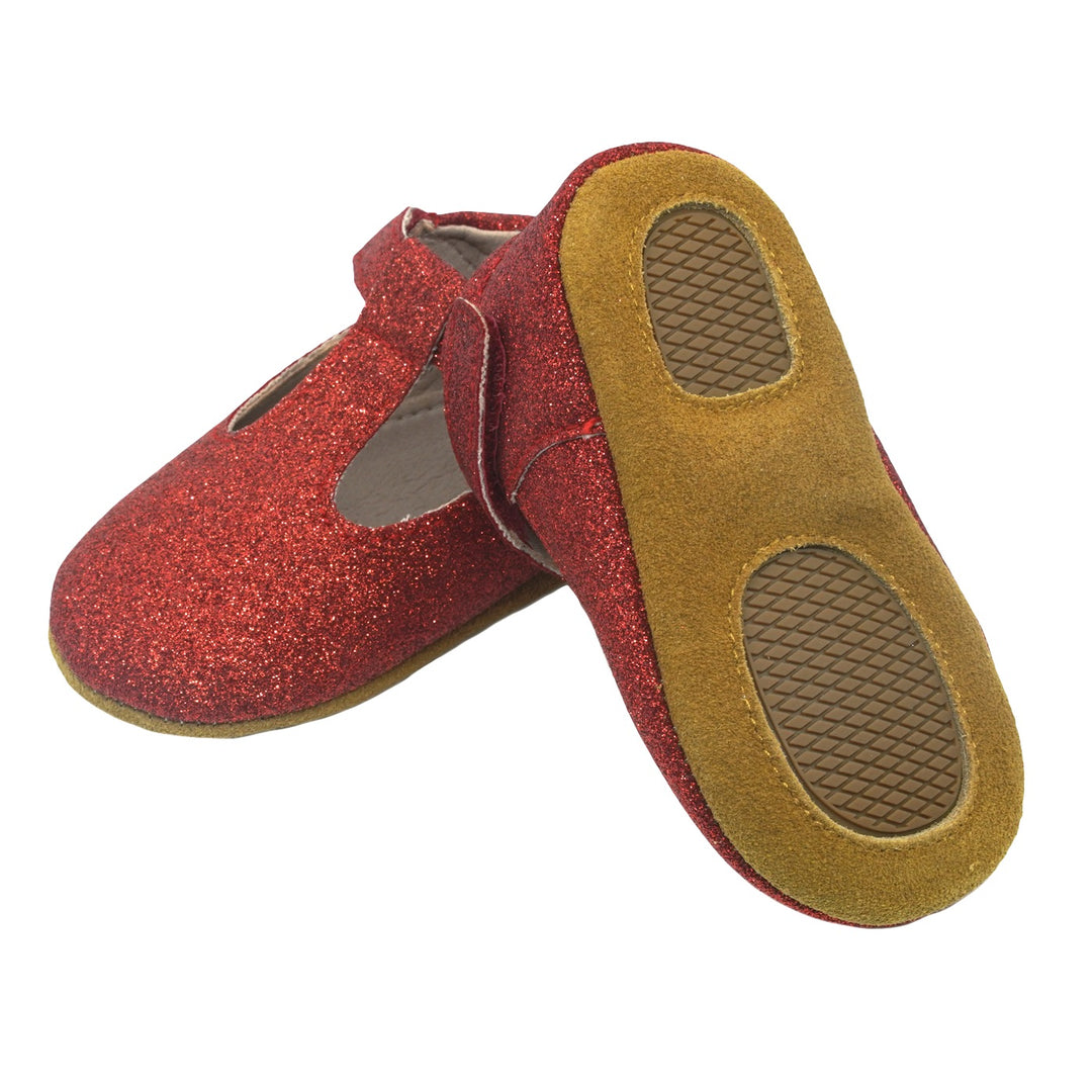Clare T-Strap Shoe Red Glitter