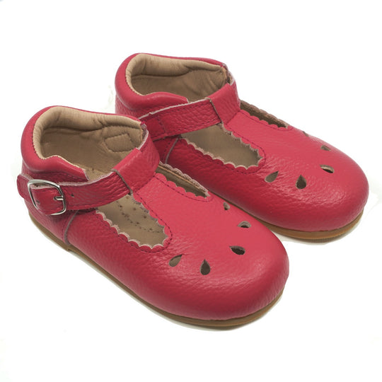 Callista Leather T-Strap Shoe Fushcia