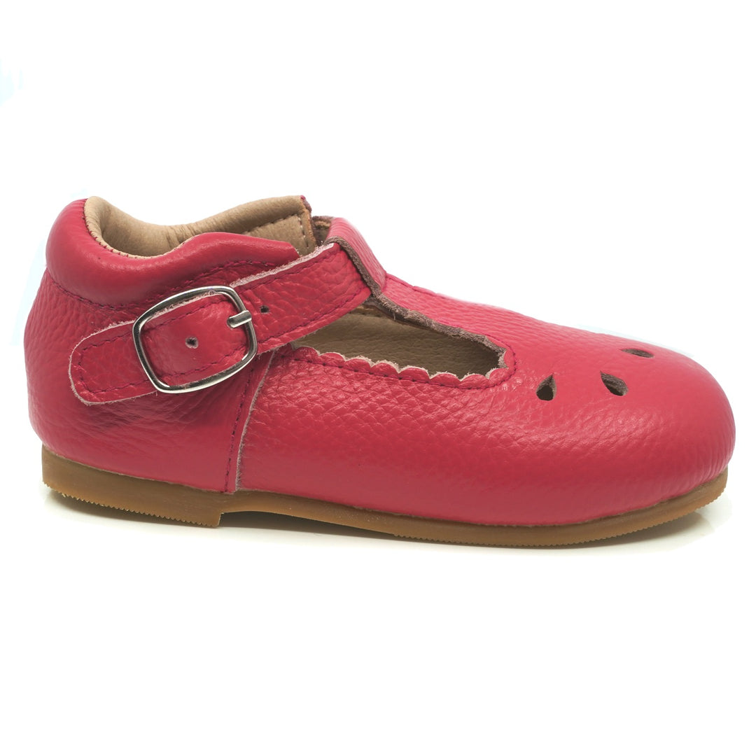 Callista Leather T-Strap Shoe Fushcia
