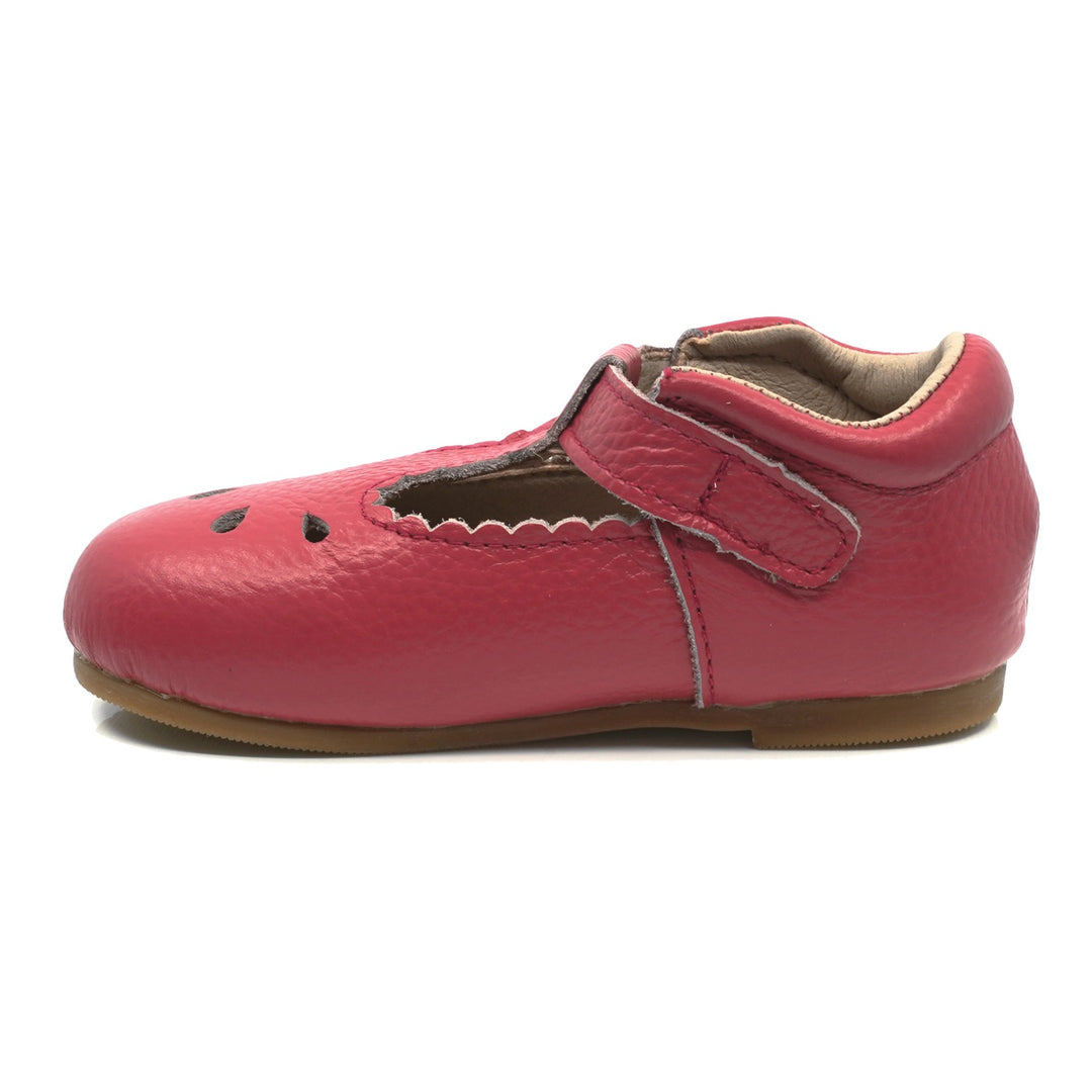 Callista Leather T-Strap Shoe Fushcia