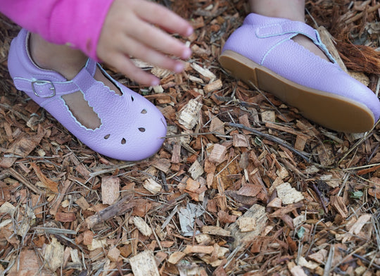 Callista Leather T-Strap Shoe Light Purple