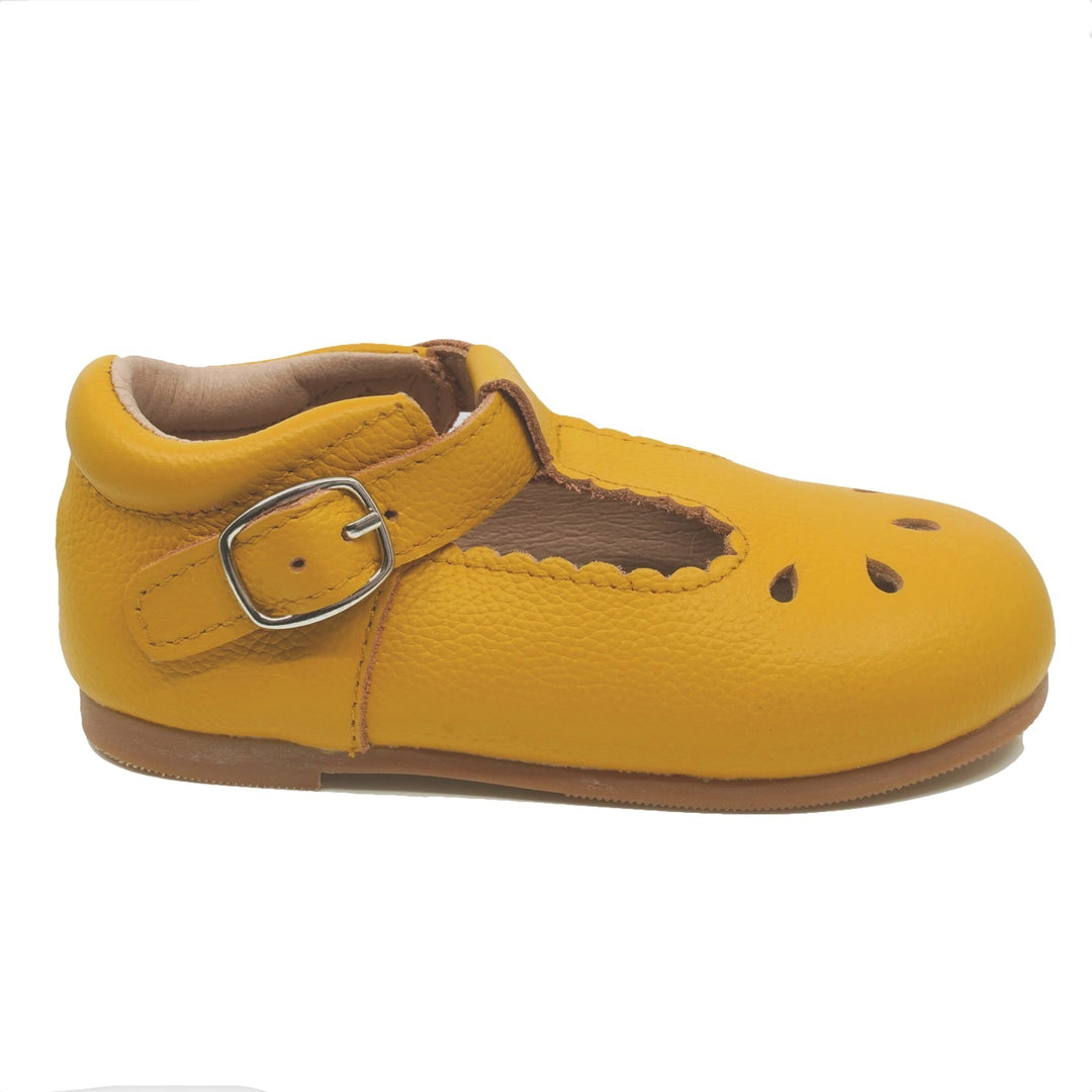 Callista Leather T-Strap Shoe Saffron Yellow
