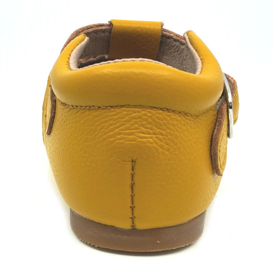 Callista Leather T-Strap Shoe Saffron Yellow