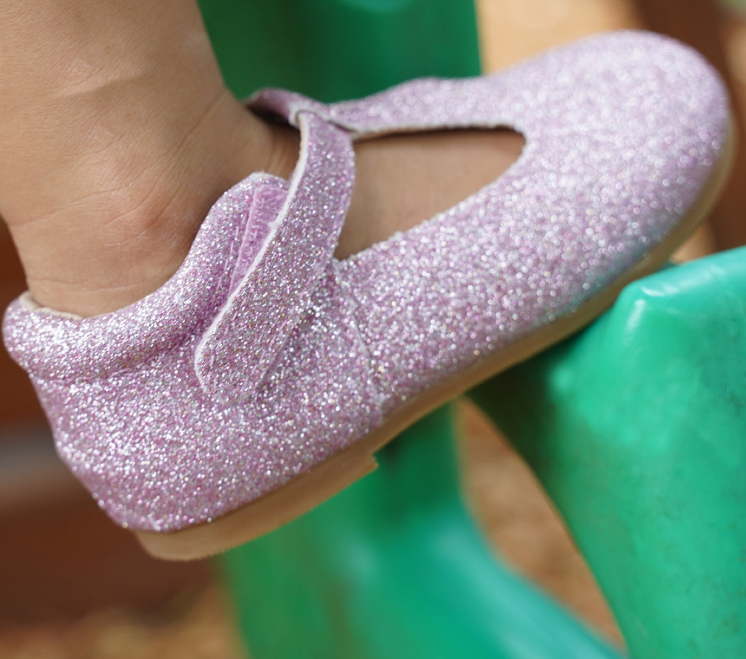 Clare T-Strap Shoe Pink Glitter