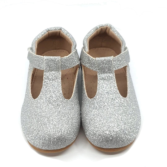 Clare T-Strap Shoe Silver Glitter