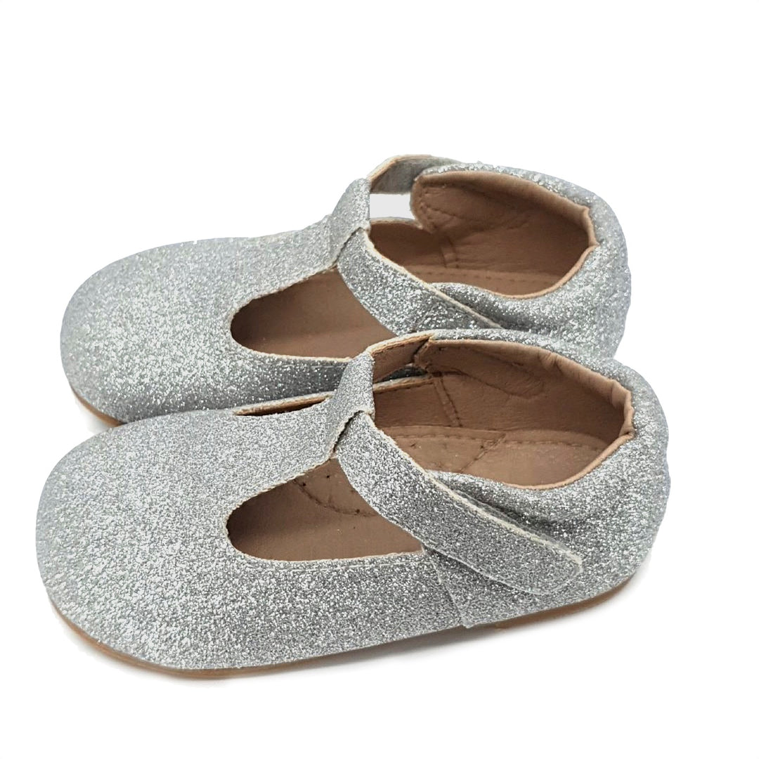 Clare T-Strap Shoe Silver Glitter