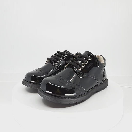 Ainslie Patent Black Saddle Dress Shoe